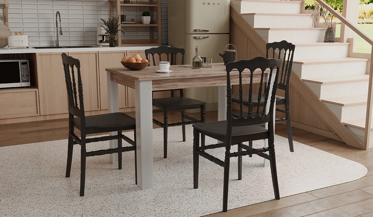 Grande Masa Napolyon Siyah Sandalye (4 Adet)