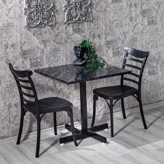 Tango Mermer Desenli / Efes Lüks Masa Takımı - Siyah