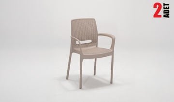 Rattan Sandalye Lüx Cappucino (Kollu-2 Adet)