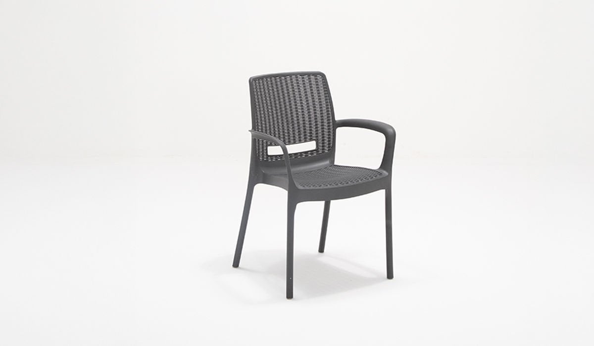 Rattan Sandalye Lüx Antrasit (Kollu-2 Adet)