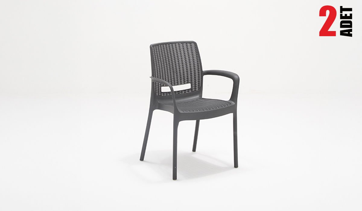 Rattan Sandalye Lüx Antrasit (Kollu-2 Adet)