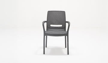 Rattan Sandalye Lüx Antrasit (Kollu-2 Adet)