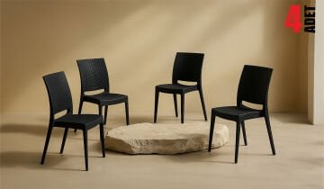 Rattan Sandalye  Antrasit (4 Adet)