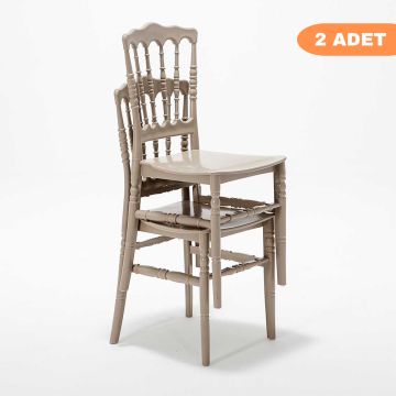 2 Adet Napolyon Cappucino Pratik Sandalye / Balkon-bahçe-mutfak
