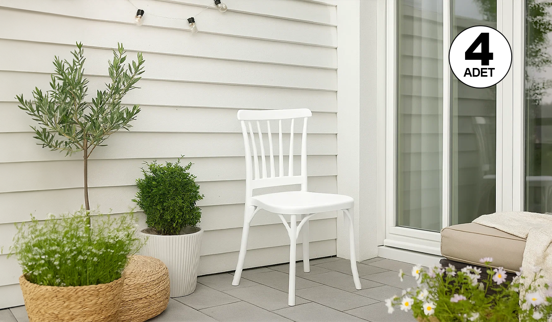 4 Adet Violet Beyaz Sandalye / Balkon-bahçe-mutfak