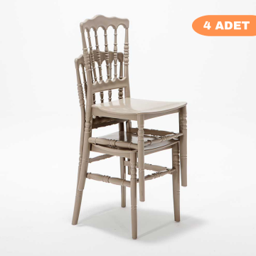 4 Adet Napolyon Cappucino Sandalye / Balkon-bahçe-mutfak