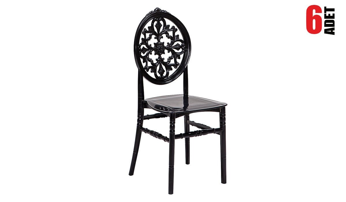 Venüs Siyah Sandalye (6 Adet)
