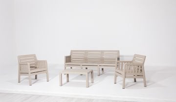 Lara Mindersiz / 3 1 1 S Bahçe Takımı Balkon - Bahçe - Teras Mobilyası / Cappucino