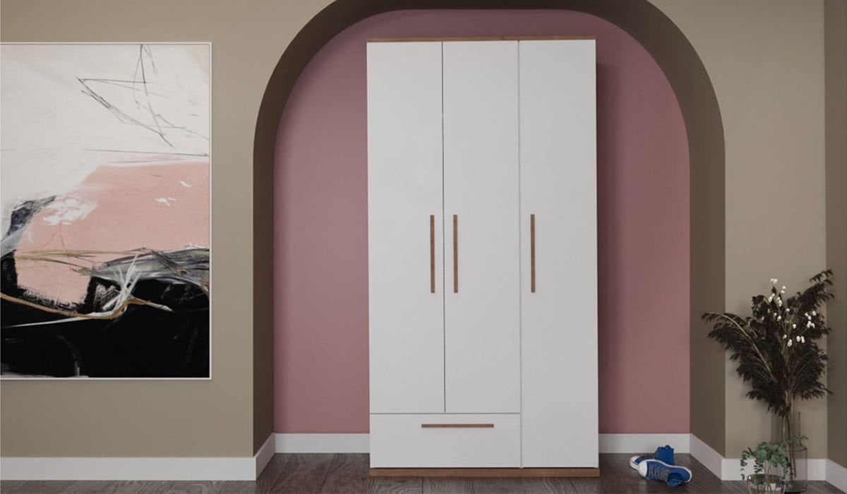 Eva Gardırop  ( 3 Kapaklı 1 Çekmeceli)