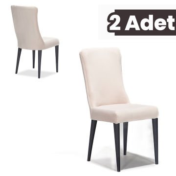 Megan 2 Adet Yemek-Mutfak-Salon Sandalyesi / Krem