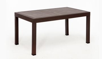 Rattan Large Camlı Masa Seti (Kahve)