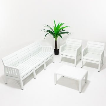 Lara Bahçe ve Balkon Takımı Beyaz - Mindersiz
