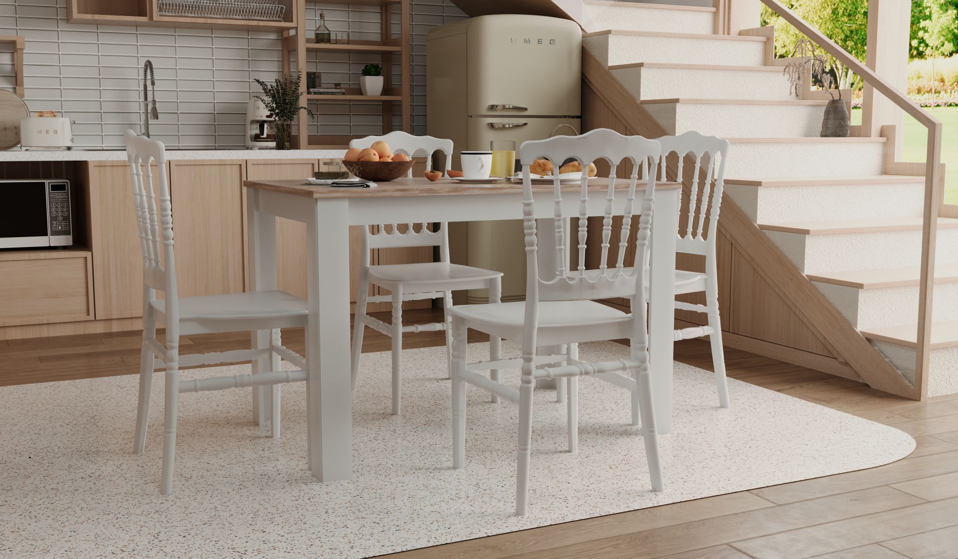 Grande Masa Napolyon Sandalye (4 Adet-Beyaz)