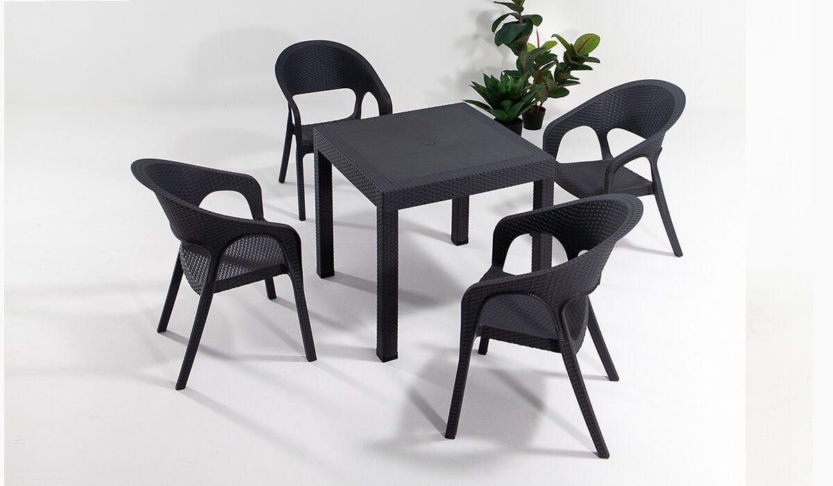 Garden Small Camsız Masa Seti - Antrasit